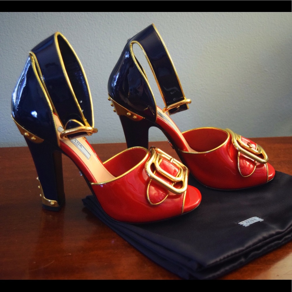 Prada Patent Leather Strap Heel - NEW